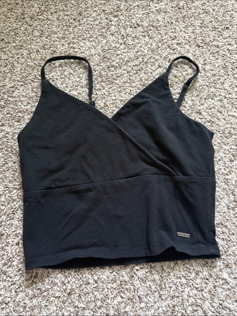 Hollister Black Cropped Wrap Tank Top